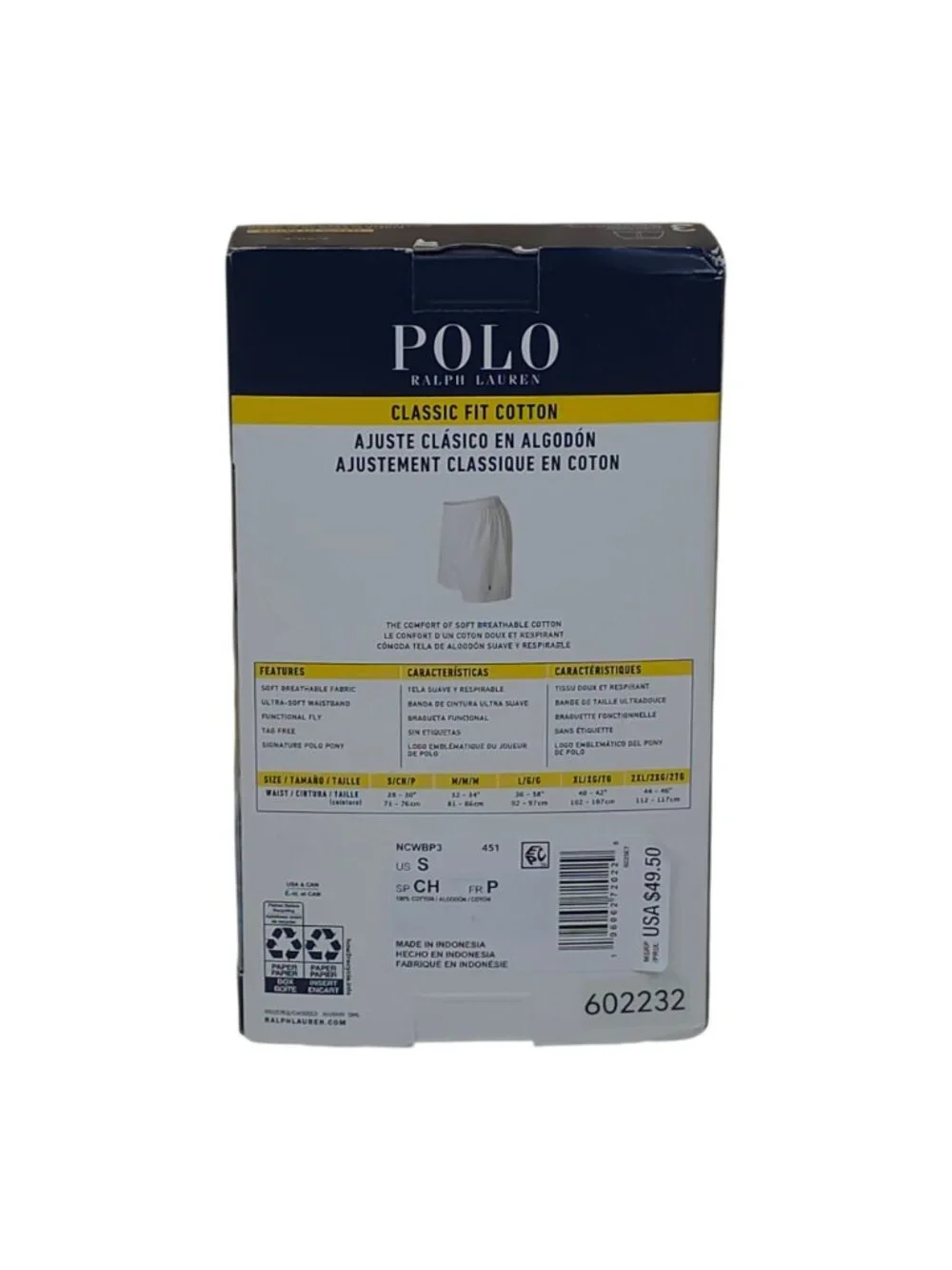 Polo Ralph Lauren 3 Pack Classic Fit Cotton Woven Boxers Soft Breathable Small